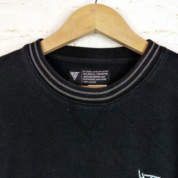 Hypland Sweatshirt Mens S Black Pastel Color Block Panels Pockets Crewneck 90s - Picture 5 of 15